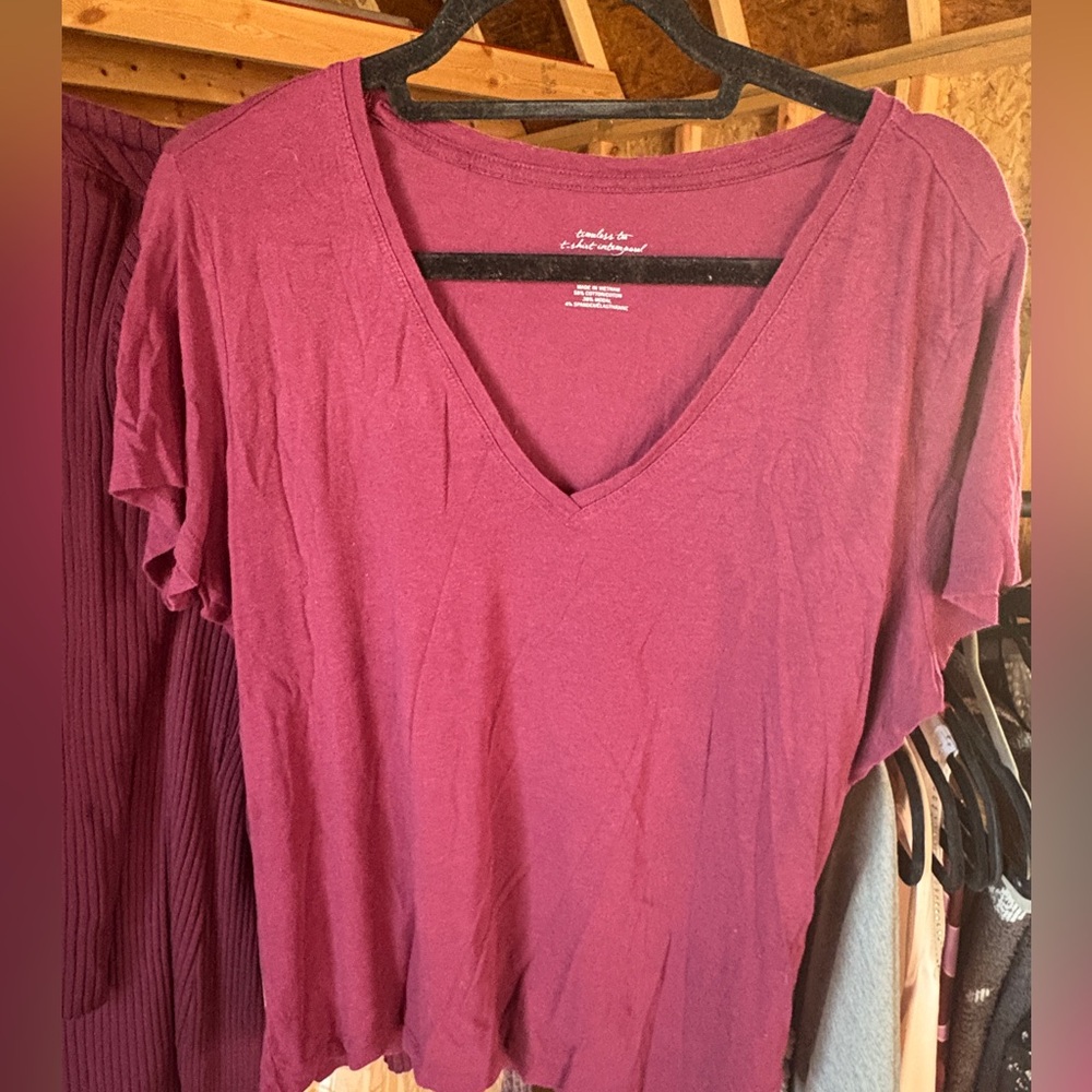 Banana Republic V-Neck Burgundy Top